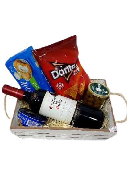 Cesta de Vinho e Aperitivos Cesta de Vinho e Aperitivos